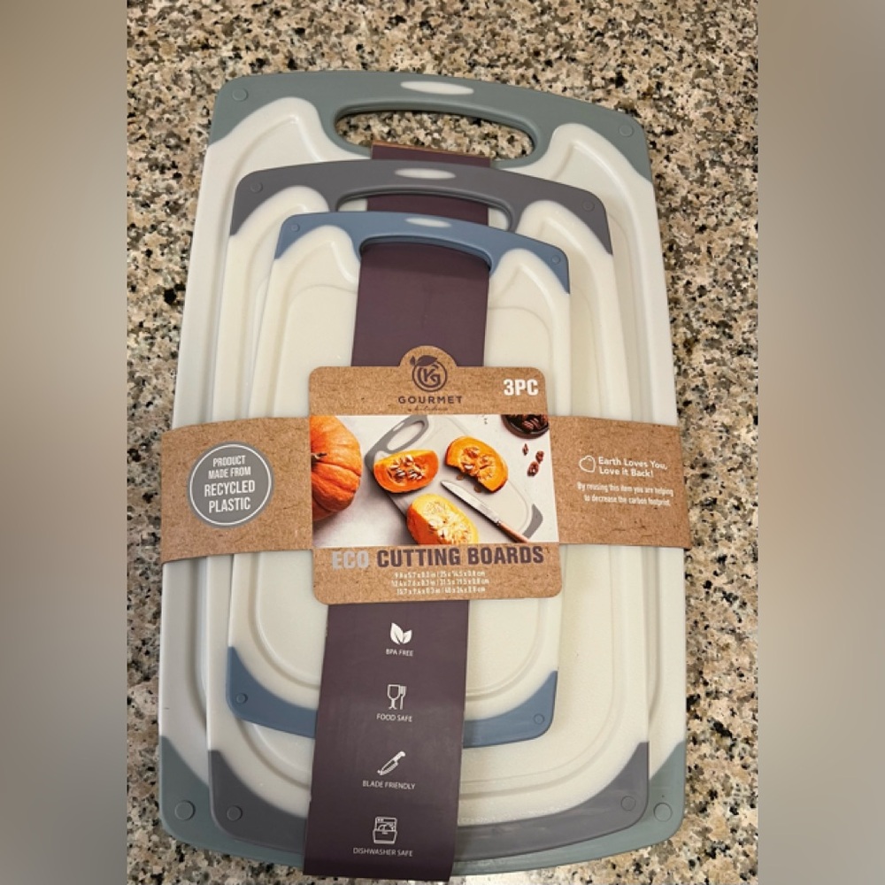 🆕 GOURMET KITCHEN Eco Cutting Boards Set (3) NWT